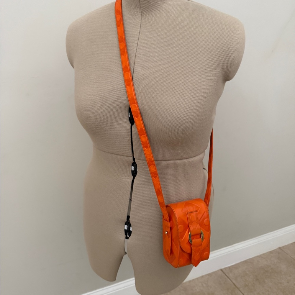 Orange Crossbody Leather Shoulder Bag, made in Italy,